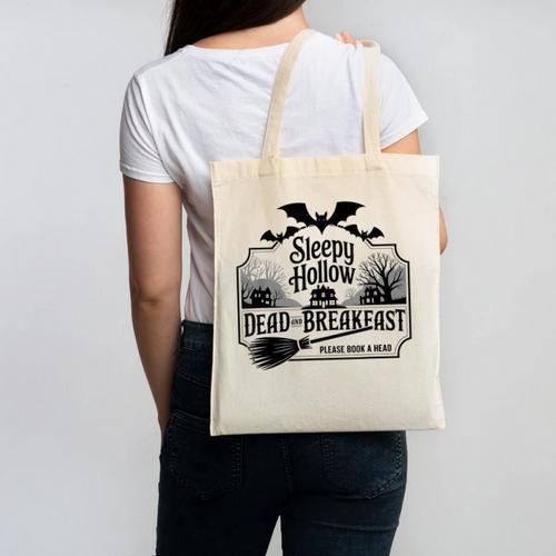 Sleepy Hollow Dead And Breakfast Please Book A Head Canvas Tote Bag - Bookorys