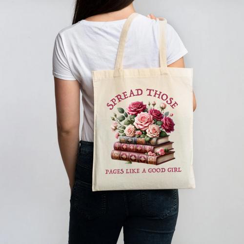 Spicy Books Spread Those Pages Like A Good Girl Dark Romance Canvas Tote Bag - Bookorys