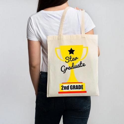 Star Graduate Second Grade Graduation Trophy Cup Canvas Tote Bag - Best Gift Smart