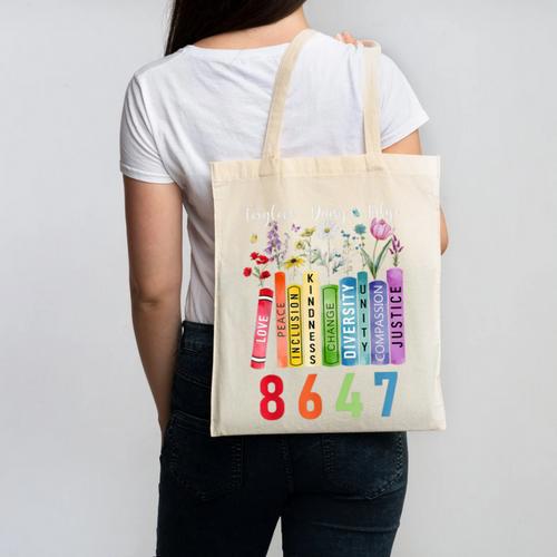 Subtle Floral Foxglove Daisy Tulip Book Lover Canvas Tote Bag - Bookorys