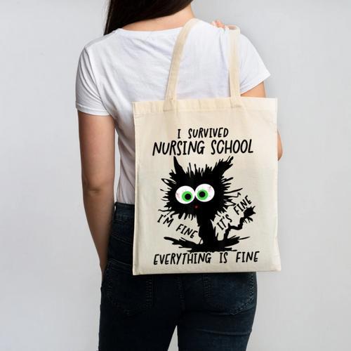 I Survived Nursing School Graduation 2026 Nurse School Grad Canvas Tote Bag - Best Gift Smart