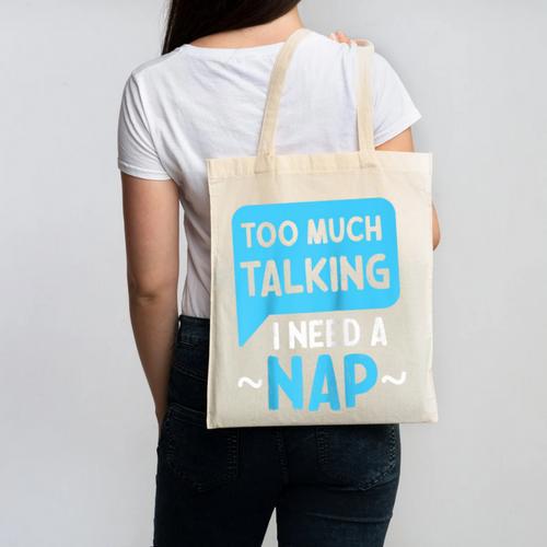 Too Much Talking I Need A Nap For Introverts Raglan Baseball Tee Canvas Tote Bag - Raresse