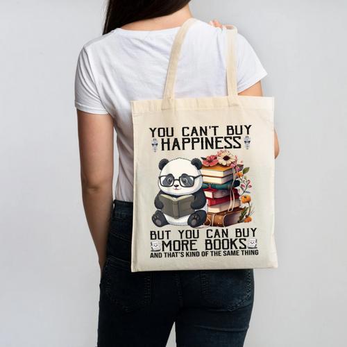Teacher Bookworm Book Lover Panda Reading Book Librarian Tee Canvas Tote Bag - Bookorys