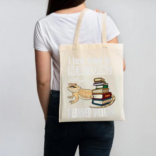 Tiny Dinosaur Read Books & Pet My Bearded Dragon Lover Premium Tri-Blend Canvas Tote Bag - Bookorys CA