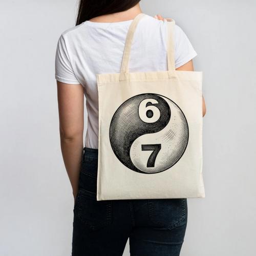 Vintage 6 7 Sketch Yin Yang Namaste Six Seven Nostalgia Canvas Tote Bag - Figerry