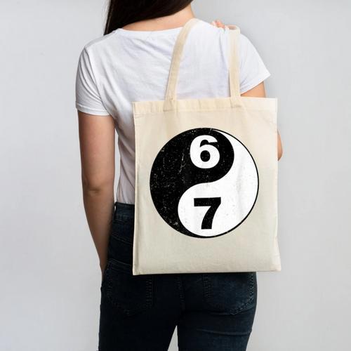 Vintage 6 7 Yin Yang Namaste Six Seven Nostalgia Canvas Tote Bag - Figerry