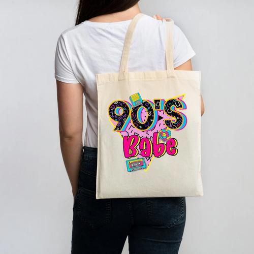 Vintage 90's Babe Party Back To 90s Cassette Nostalgia Premium Tri-Blend Canvas Tote Bag - Figerry