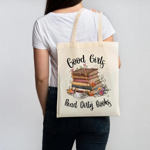 Vintage Fantasy Romance Lover Good Girls Read Dirty Books Canvas Tote Bag - Bookorys CA