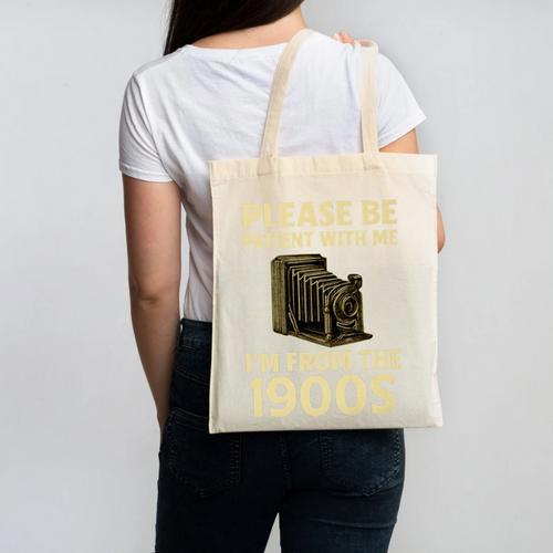 Vintage Please Be Patient With Me I'm From The 1900s Camera Premium Canvas Tote Bag - Figerry