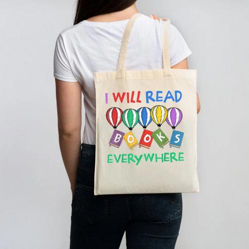 I Will Read Books Everywhere Across America Child Readers Canvas Tote Bag - Bookorys