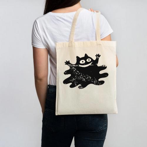 Yk2 Grunge Scary Cat With Tail Tomboy 90s Nostalgia Indie Canvas Tote Bag - Figerry