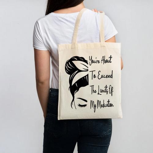 You'Re About To Exceed The Limits Of My Medication Introvert Raglan Baseball Tee Canvas Tote Bag - Raresse