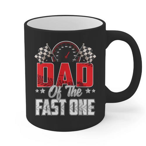 1 Year Old Racing Car Fast One Birthday 1st Family Dad Graphic Print Coffee Mug - Father's Day Fun