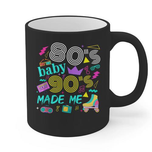 1980s 80's Baby 1990s 90's Made Me Birthday Nostalgia Vibes Graphic Print Coffee Mug - Figerry