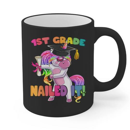 1st Grade Nailed It Flossing Unicorn Graduation Shirt Graphic Print Coffee Mug - Best Gift Smart