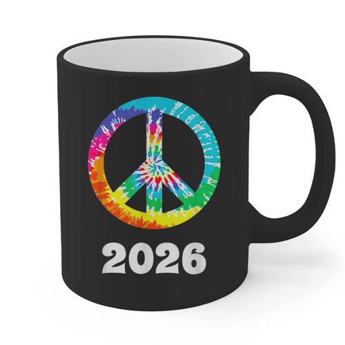 2026 Graduation Class Year Tie Dye Peace Sign Graduate Shirt Graphic Print Coffee Mug - Best Gift Smart