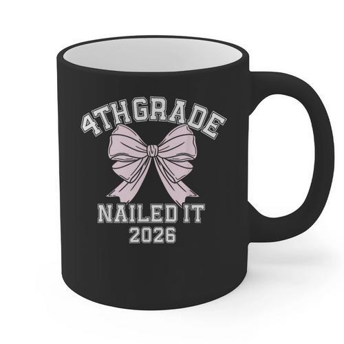 4th Grade Bow 2026 Fourth Grade Graduation Graphic Print Coffee Mug - Best Gift Smart