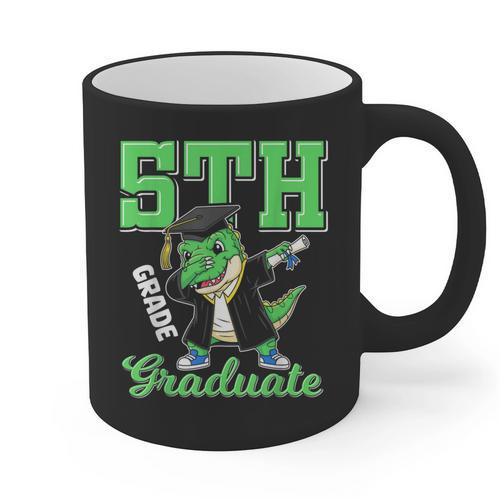 5th Grade Graduate Dinosaur Dab Graduation School Graphic Print Coffee Mug - Best Gift Smart