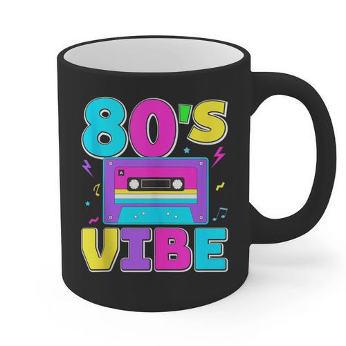 80's Vibe Retro Style Cassette Tape Nostalgia 1980s Party Graphic Print Coffee Mug - Figerry