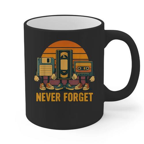 90s Nostalgia Never Forget Retro Graphic Print Coffee Mug - Figerry