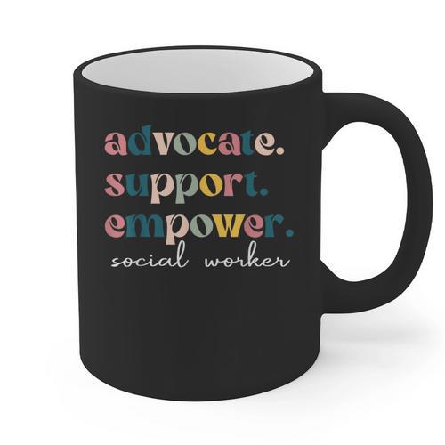 Advocate Support Empower Cute Social Worker Graduation MSW Graphic Print Coffee Mug - Best Gift Smart