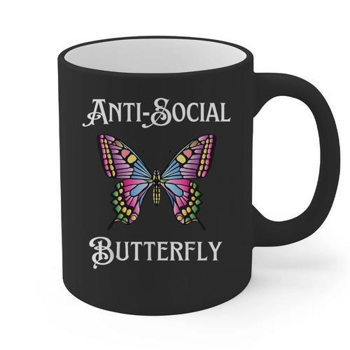 Antisocial Butterfly Aesthetic Introvert For Women Men Graphic Print Coffee Mug - Raresse