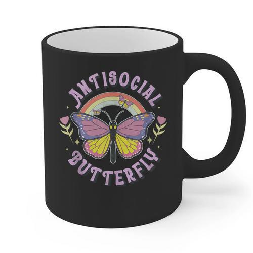 Antisocial Butterfly Groovy t For Introvert Men Women Girls Graphic Print Coffee Mug - Raresse