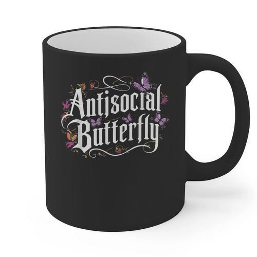 ANTISOCIAL BUTTERFLY Introvert Graphic Print Coffee Mug - Raresse