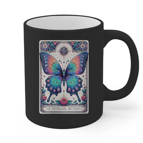 Antisocial Butterfly Introvert Distressed Graphic Print Coffee Mug - Raresse