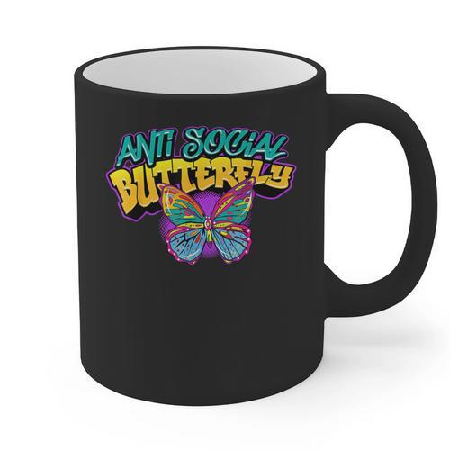 Antisocial Butterfly Shirts For Introvert Graphic Print Coffee Mug - Raresse
