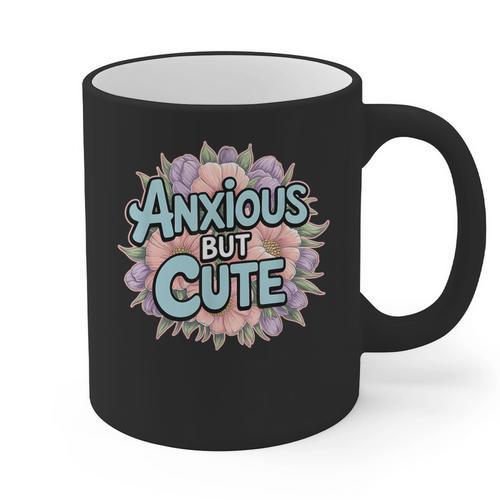 Anxious But Cute Introvert Floral Social Anxiety Graphic Print Coffee Mug - Raresse