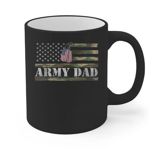 Army Dad With American Flag Camo For Veteran Day Women Kids Men Graphic Print Coffee Mug - Father's Day Fun