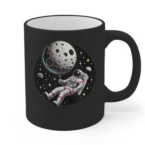 Astronaut Aesthetic Holding Moon Balloon Planets Introvert Graphic Print Coffee Mug - Raresse