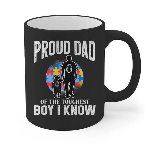 Autism Awareness For Proud Dad Support Autistic Kids Graphic Print Coffee Mug - Father's Day Fun