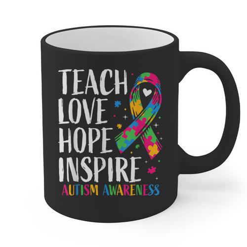 Autism Awareness Ribbon Mom Dad Kids Autistic Support Autism Graphic Print Coffee Mug - Father's Day Fun