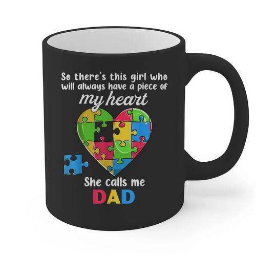 Autism Dad Of Autism Daughter Daddy Shirts Autistic Support Graphic Print Coffee Mug - Father's Day Fun