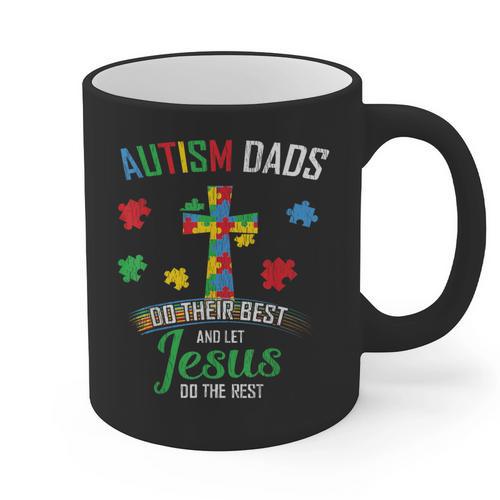 Autism Dad Son Father Autistic Kid Awareness Jesus Christian Graphic Print Coffee Mug - Father's Day Fun