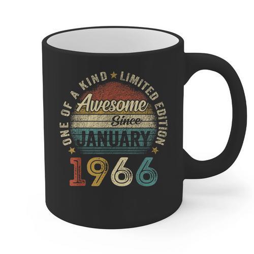 Awesome Since January 1966 60 Year Old 60th Birthday Men Dad Graphic Print Coffee Mug - Father's Day Fun