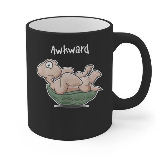 Awkward Turtle Upside Down Witty Comical Introvert Graphic Print Coffee Mug - Raresse