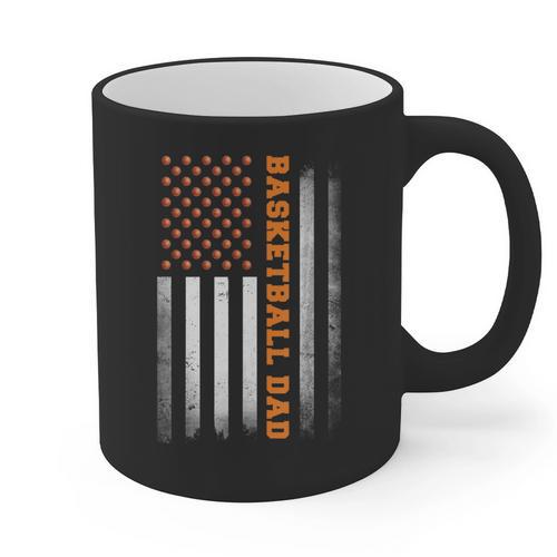 Basketball Dad USA US Flag Basketball Men Graphic Print Coffee Mug - Father's Day Fun