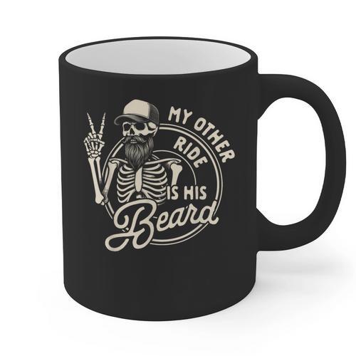 Bearded Dad Daddy Father’s Day My Other Ride Is His Beard Graphic Print Coffee Mug - Father's Day Fun
