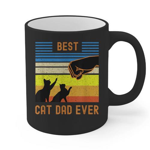Best Cat Dad Ever Fist Bump For Fur Daddies Men Women Girls Kids Graphic Print Coffee Mug - Father's Day Fun
