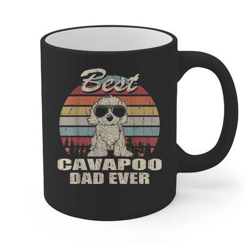 Best Cavapoo Dad Ever Vintage Retro Dog Dad Graphic Print Coffee Mug - Father's Day Fun