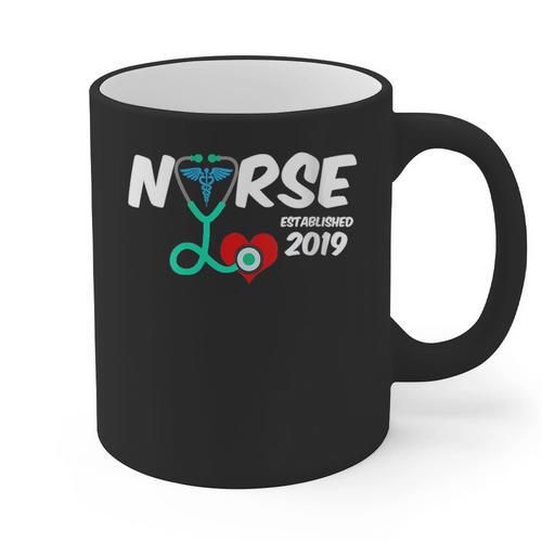 Best Nurse Graduation- RN Nurse Established 2019 LPN Graphic Print Coffee Mug - Best Gift Smart