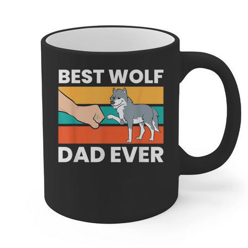 Best Wolf Dad Ever Graphic Print Coffee Mug - Father's Day Fun