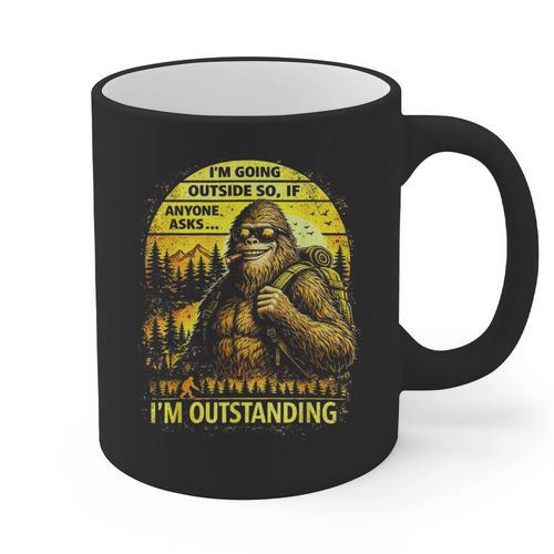Bigfoot Outdoor Hiking Dad Joke Im Outstanding Sasquatch Graphic Print Coffee Mug - Father's Day Fun