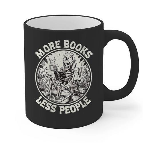More Books Less People Introvert Skeleton Reading Graphic Print Coffee Mug - Raresse