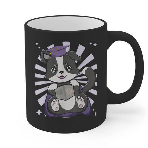 Border Collie Dog Lover Cute Anime School Graduation Men Women Kids Graphic Print Coffee Mug - Best Gift Smart