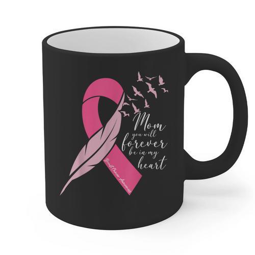 Breast Cancer Awareness In Memory Of Mom Butterfly Pink Graphic Print Coffee Mug - Easessy