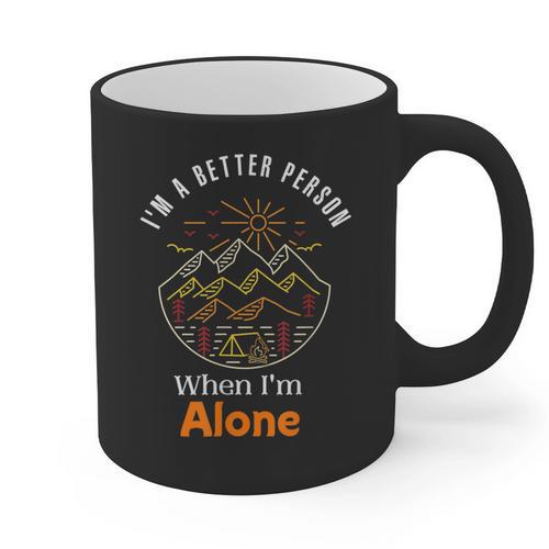 Camping Alone Meme Campfire Introvert Camper Graphic Print Coffee Mug - Raresse